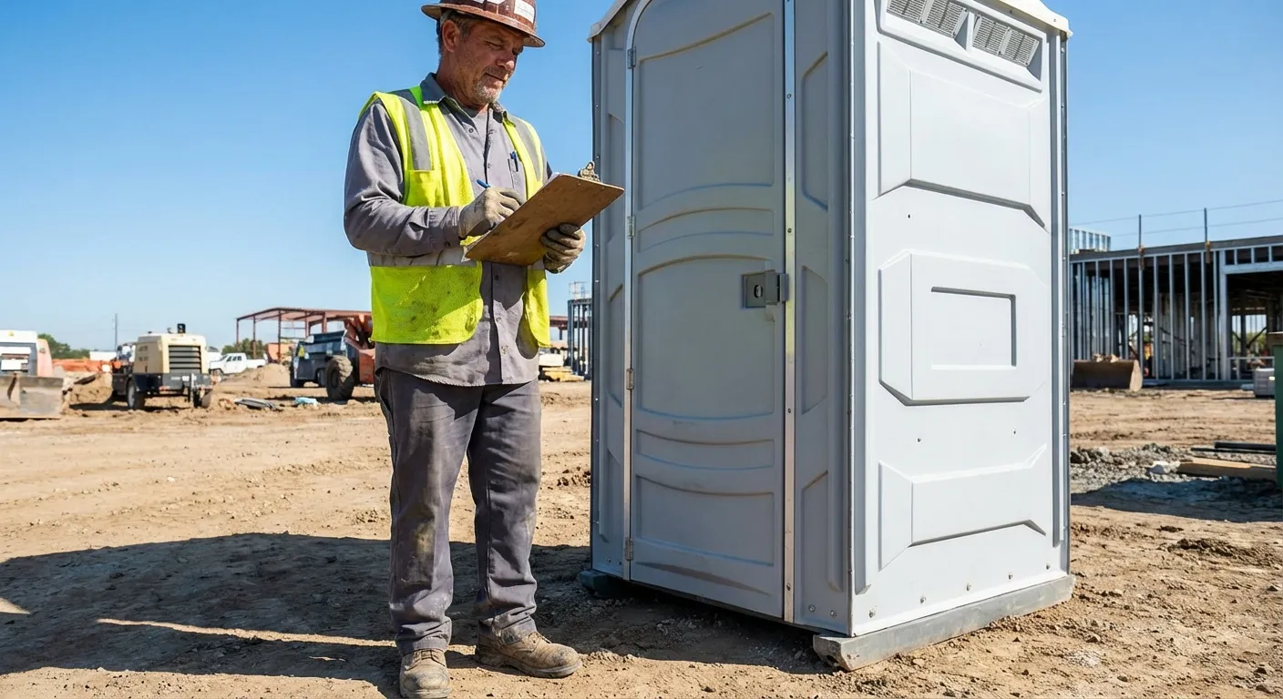 Portable toilet delivery truck ready for service in Lynchburg, VA